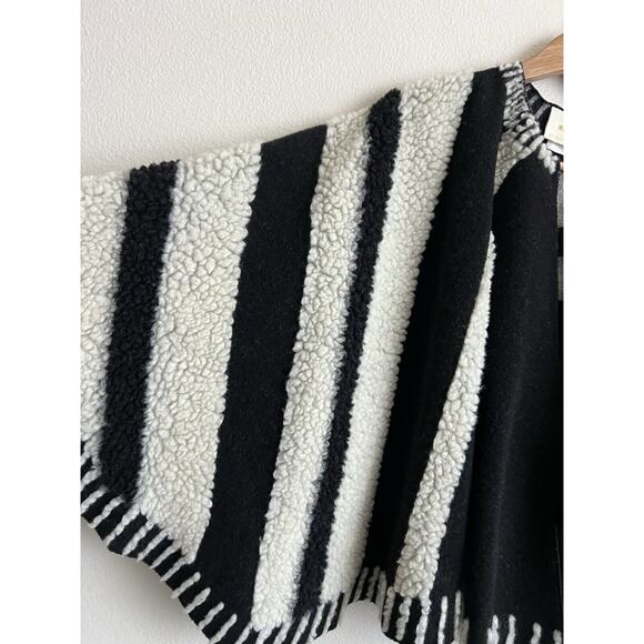 MAEVE Anthropologie Cape Caplet Poncho wool dusk & dawn White black One Size - Picture 4 of 7